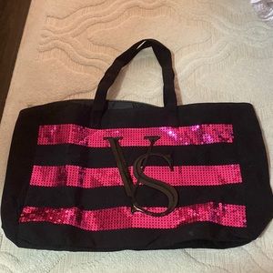 Black sequin VS tote bag